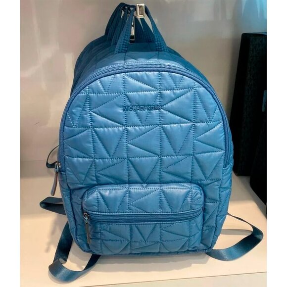 S Michael Kors Winnie Medium Quilted Nylon Blue Backpack 35T0UW4B2C NWT $398 main image 9